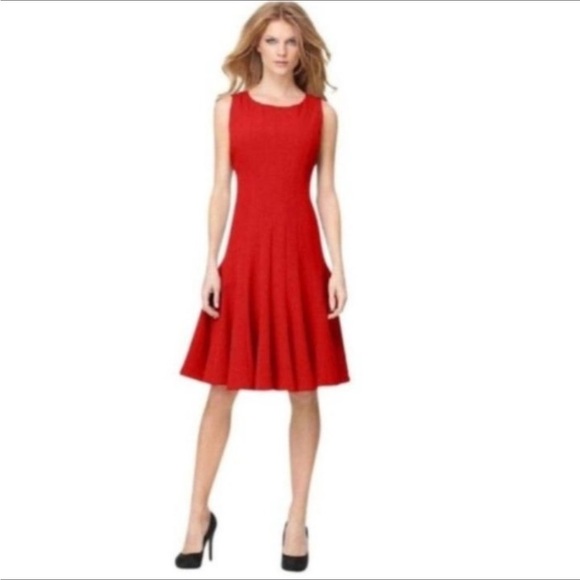 Calvin Klein Dresses & Skirts - Calvin Klein Red Sleeveless Fit & Flare Dress Size 10 Lined